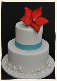 White Ocean Red Flower Love Virgin Islands Cake