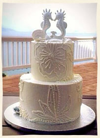 White Kissing Sea Horses Kissing in the Islands Yummy Cake
