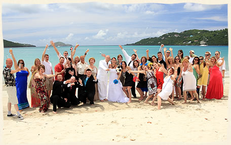 Wedding party at Magens Beach, Saint Thomas Virgin Islands