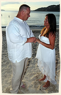 Magens Beach wedding ring exchange.
