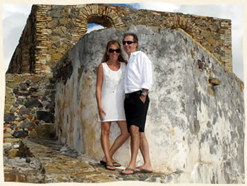 Wedding couple married at the fort on Hassel Island in the US Virgin Islands