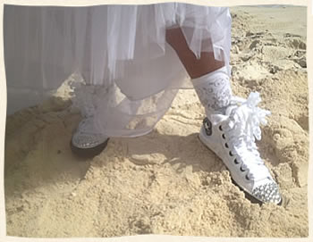 Wedding cowgirl boots on Lindquist Beach, St. Thomas Virgin Islands