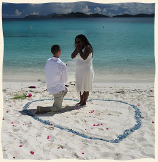 Wedding Proposal on tropical beach St. Thomas Virgin Islands