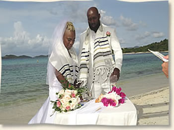 Catholic wedding communion on  beach in St. Thomas Virgin Islands