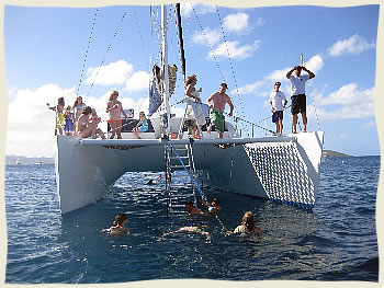 Wedding party sailboat Virgin Islands