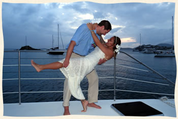 Virgin Islands wedding couple on Catamaran - St. Thomas | St. John 
