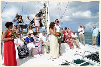 Wedding group on boat - by Island Wedding Services St. Thomas St John Virgin Islands