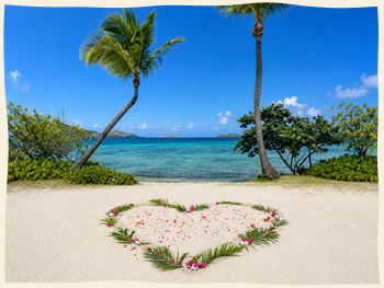 Heart in sand tropical virgin islands  wedding 